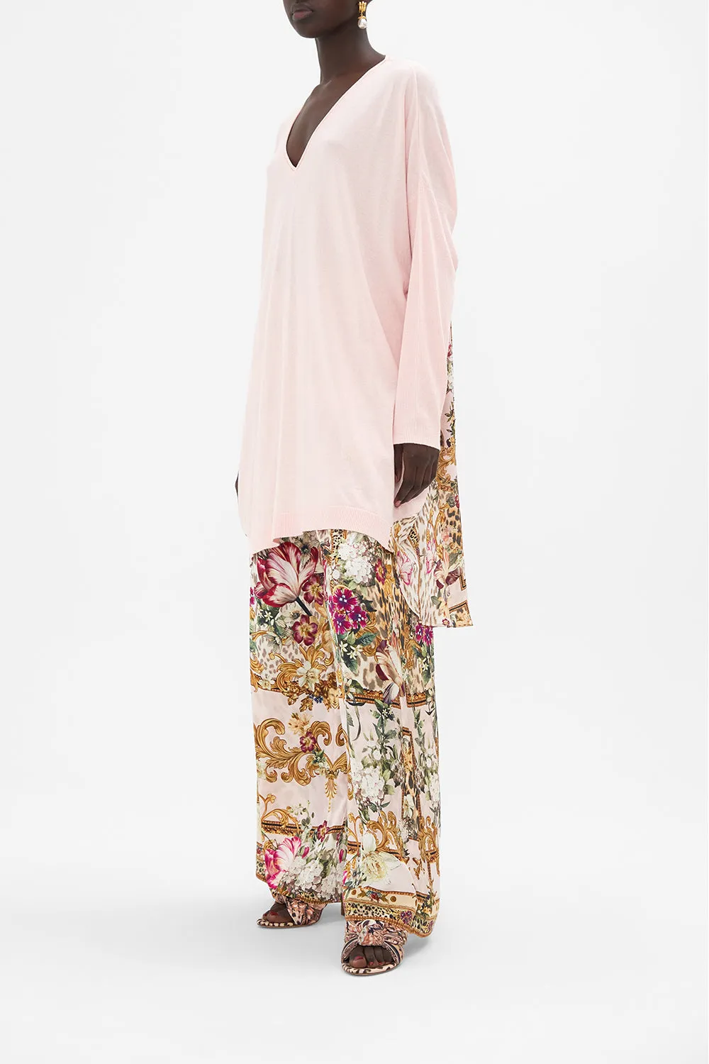 V NECK JUMPER WITH PRINT BACK BAMBINO BLISS