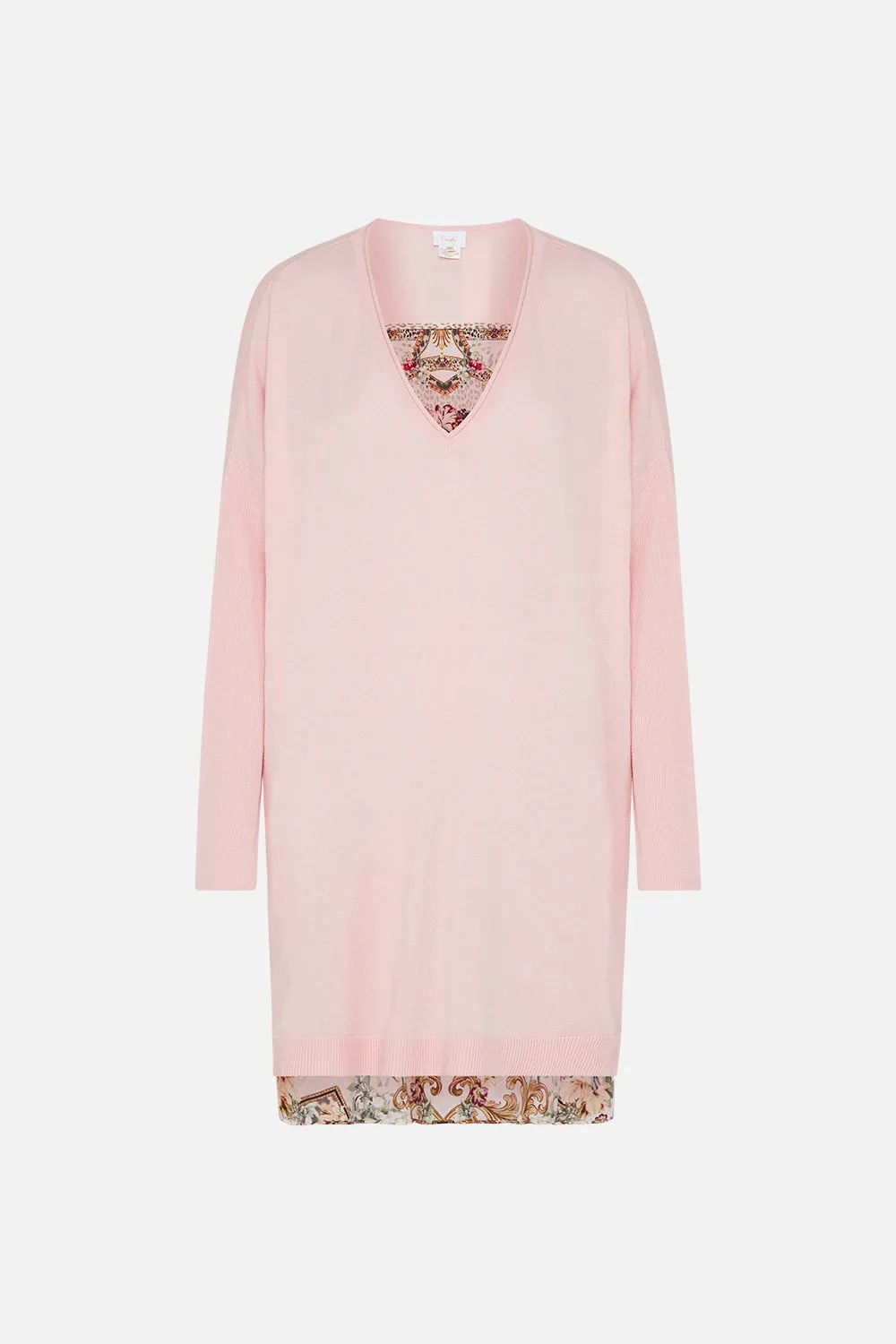 V NECK JUMPER WITH PRINT BACK BAMBINO BLISS