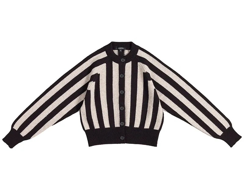 Vertical Stripe Cardigan Black & Light Storm
