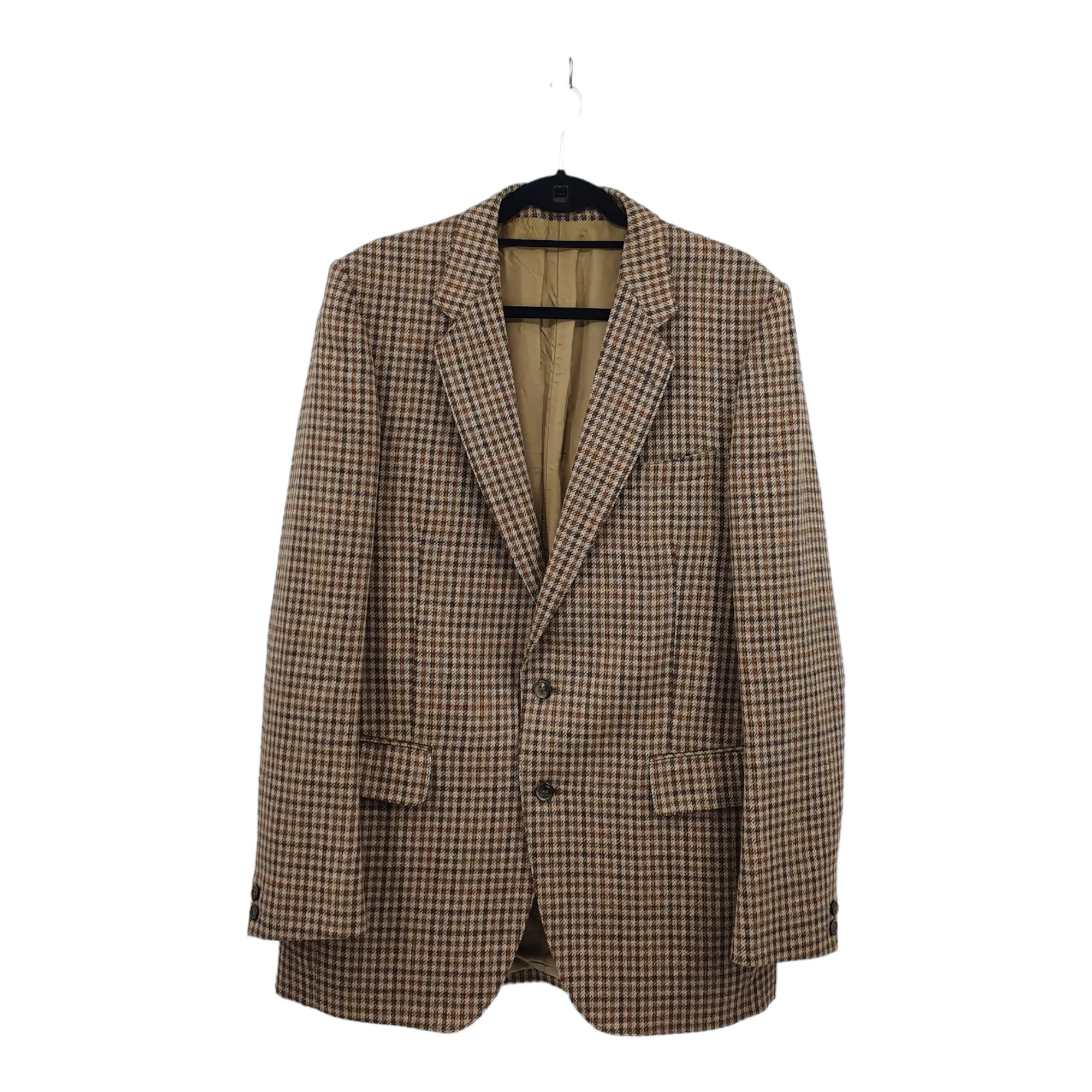 Vintage Aitken and Niven Checked Tan Plaid Wool Oversized Blazer 46"