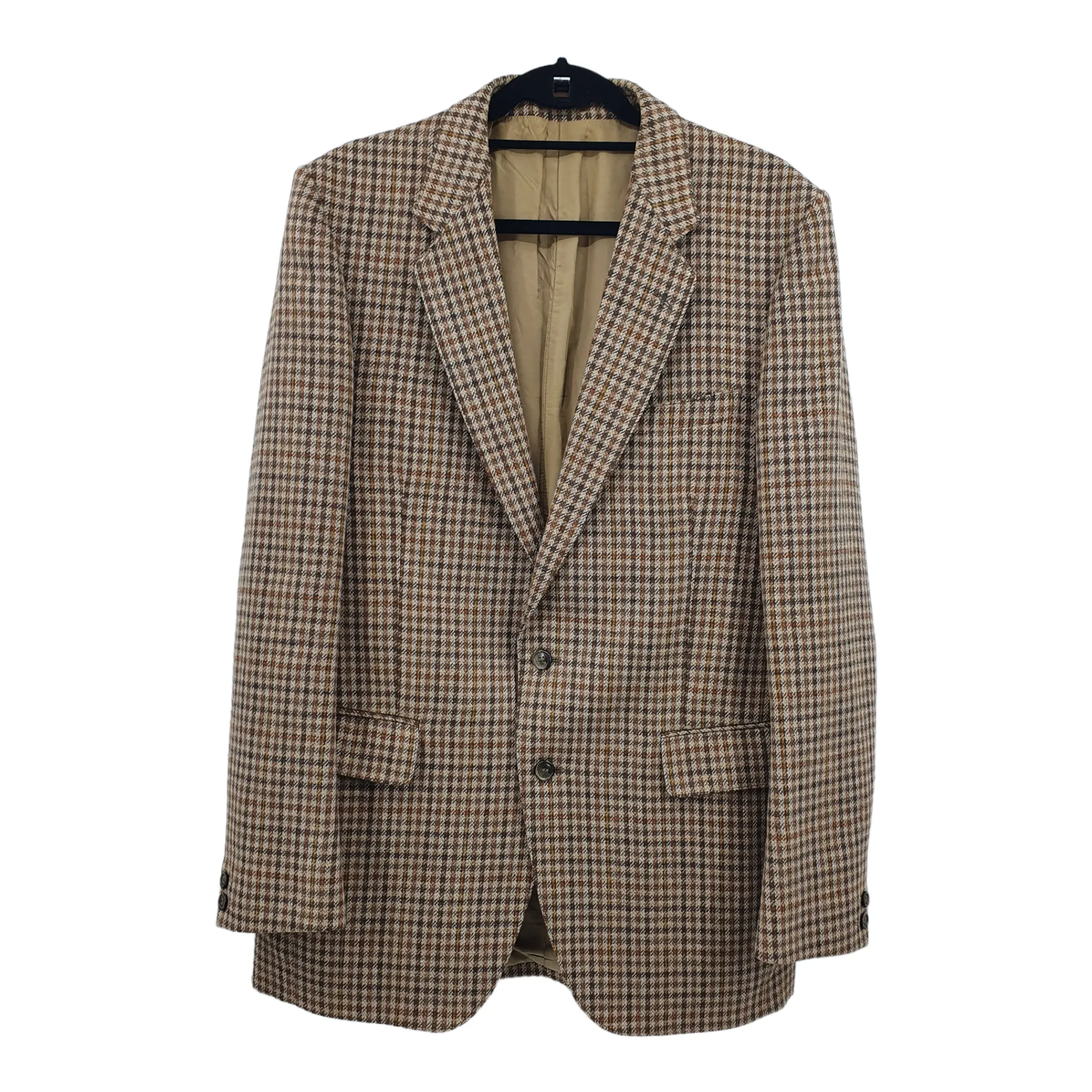 Vintage Aitken and Niven Checked Tan Plaid Wool Oversized Blazer 46"