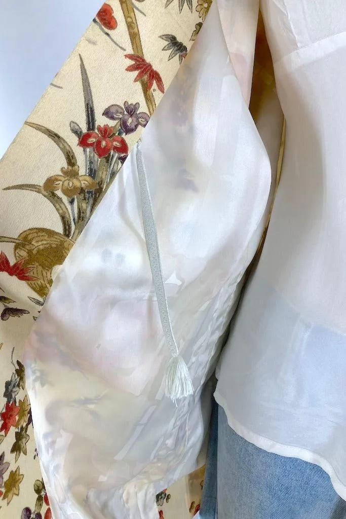 Vintage Ivory Floral Kimono Cardigan