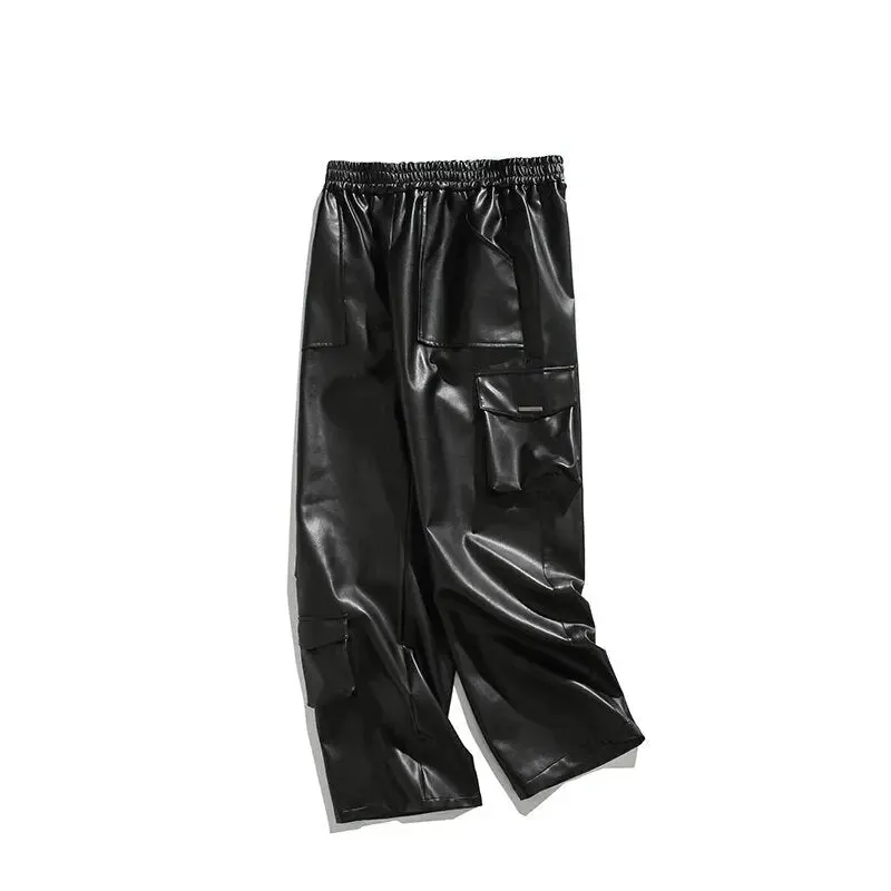 Vintage Leather Wide Leg Cargo Pant