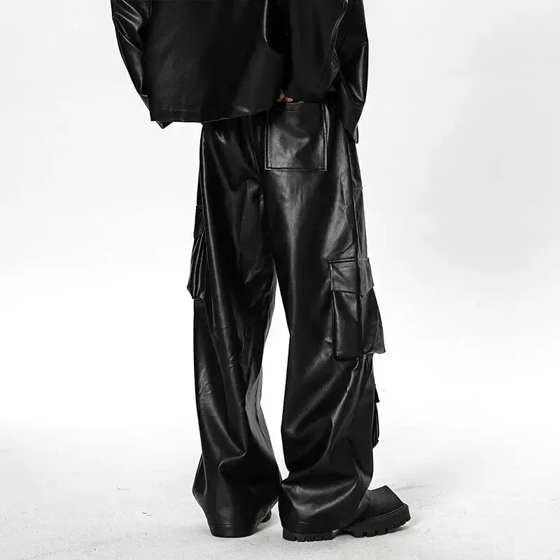 Vintage Leather Wide Leg Cargo Pant
