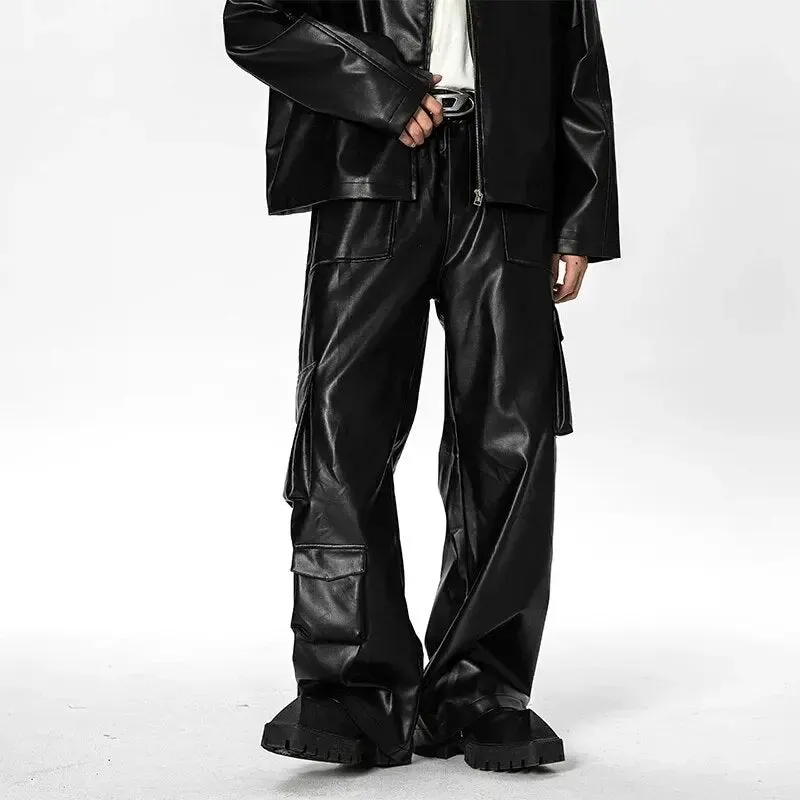 Vintage Leather Wide Leg Cargo Pant