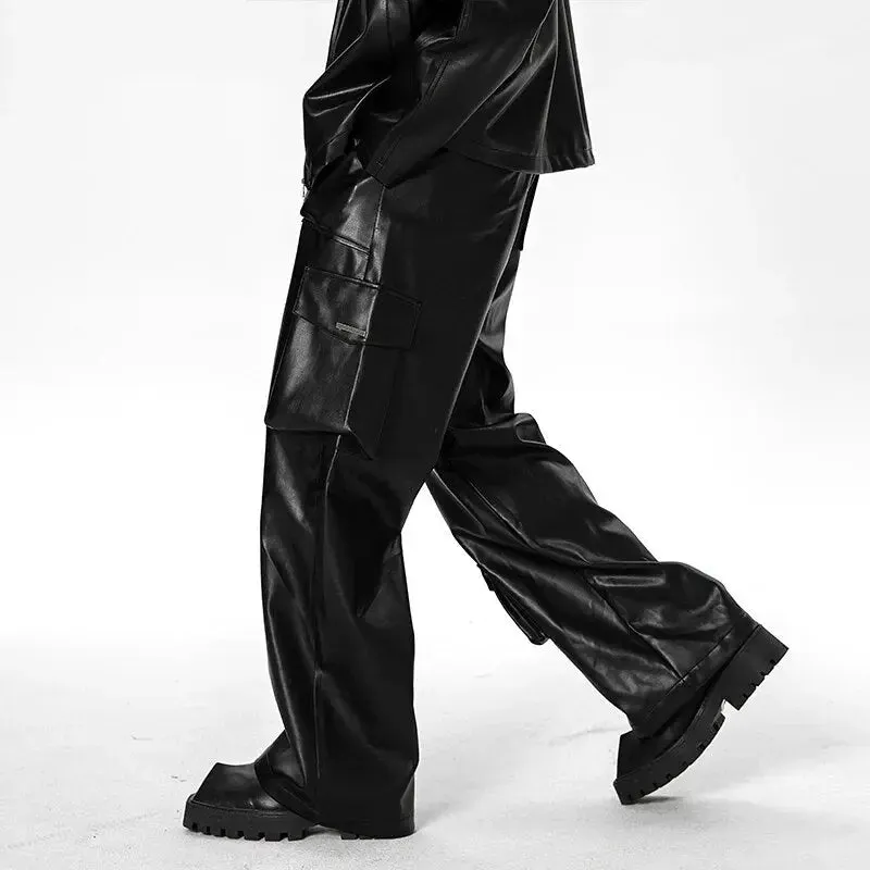Vintage Leather Wide Leg Cargo Pant