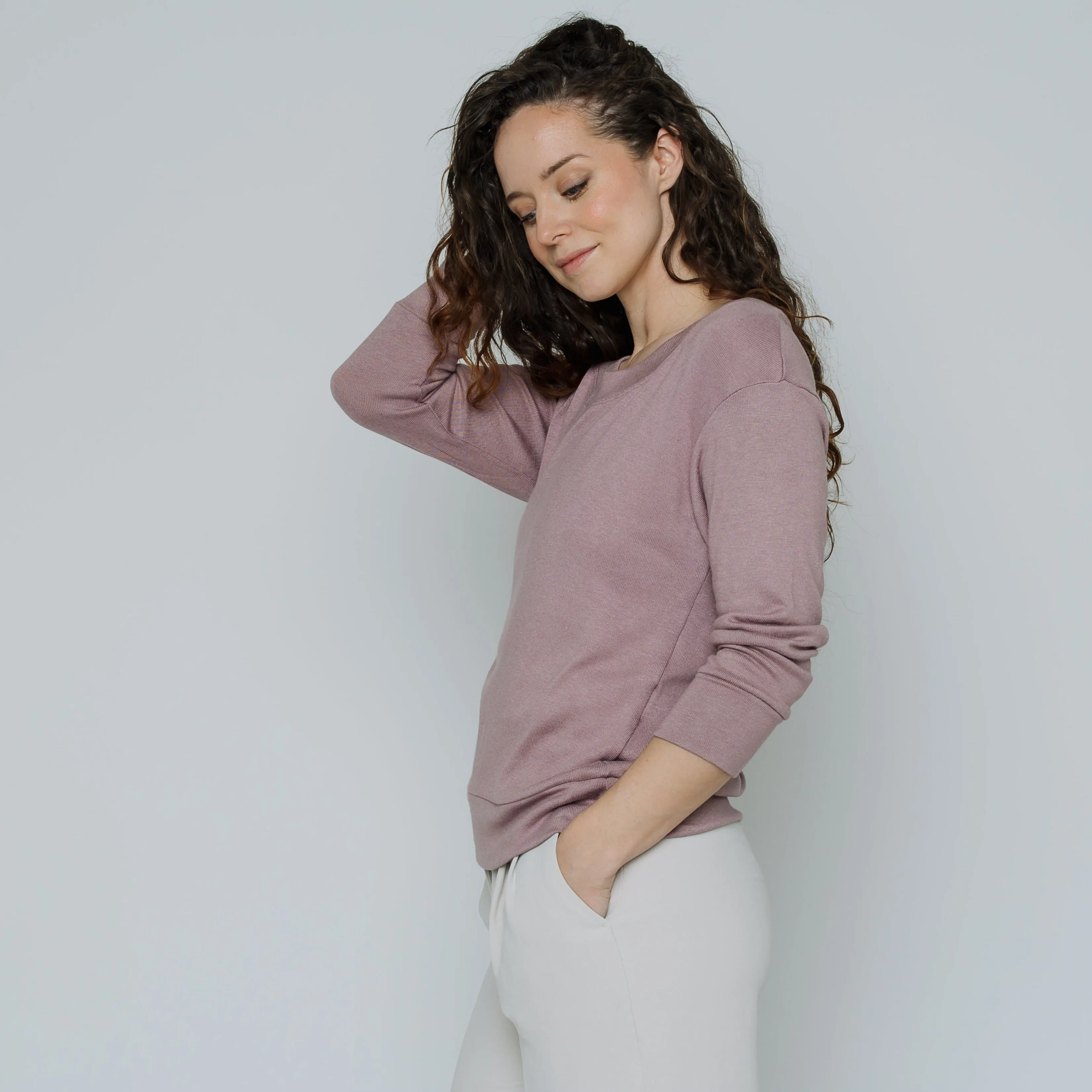 Wanda Scoop Neck Sweater (Dusty Pink)