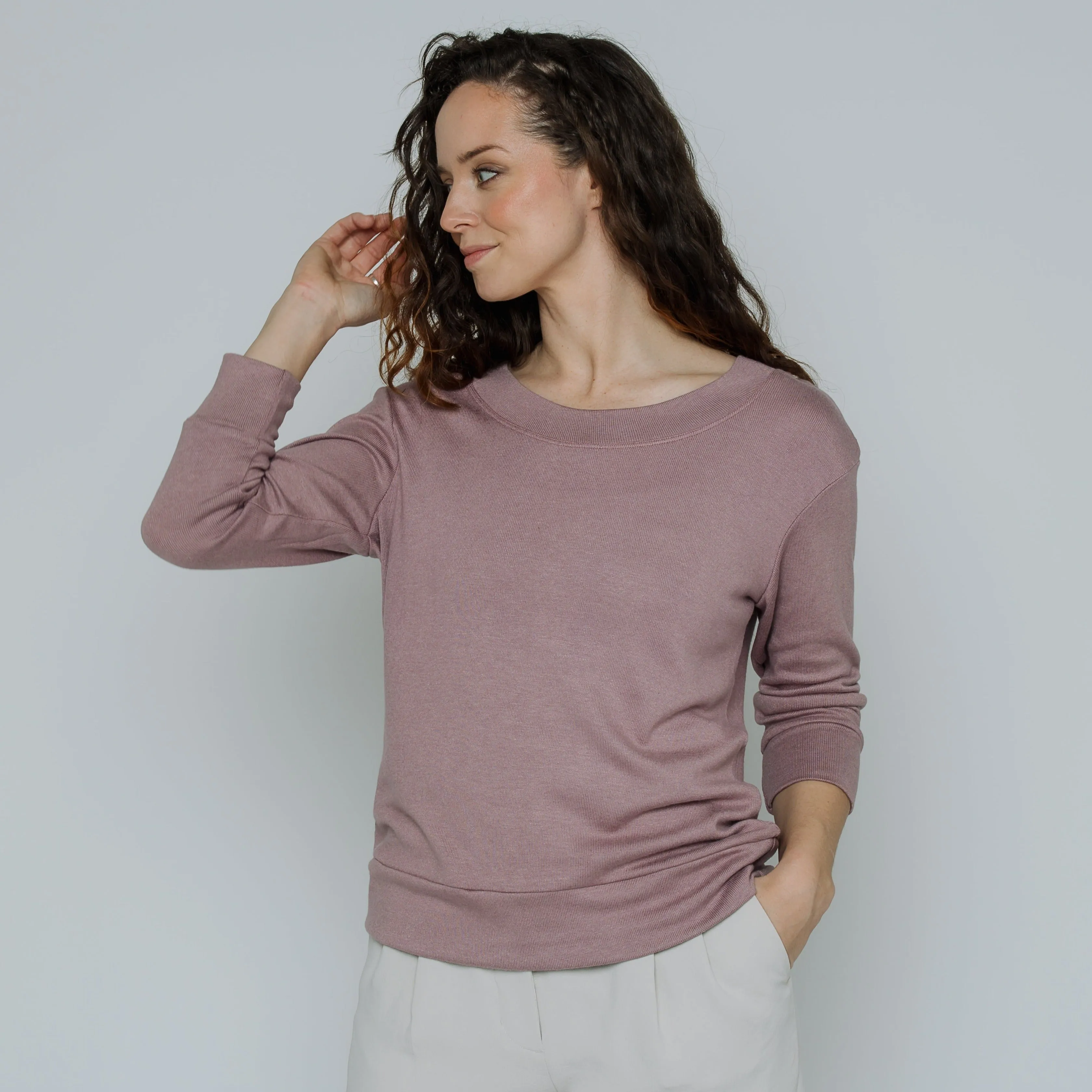 Wanda Scoop Neck Sweater (Dusty Pink)