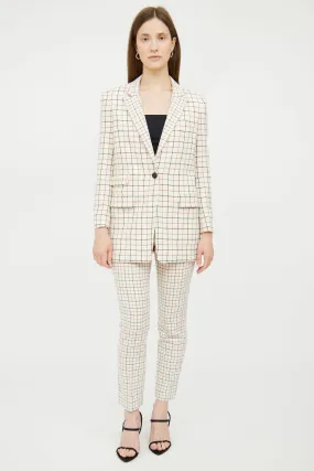 White & Multi Check Wool Blend Suit
