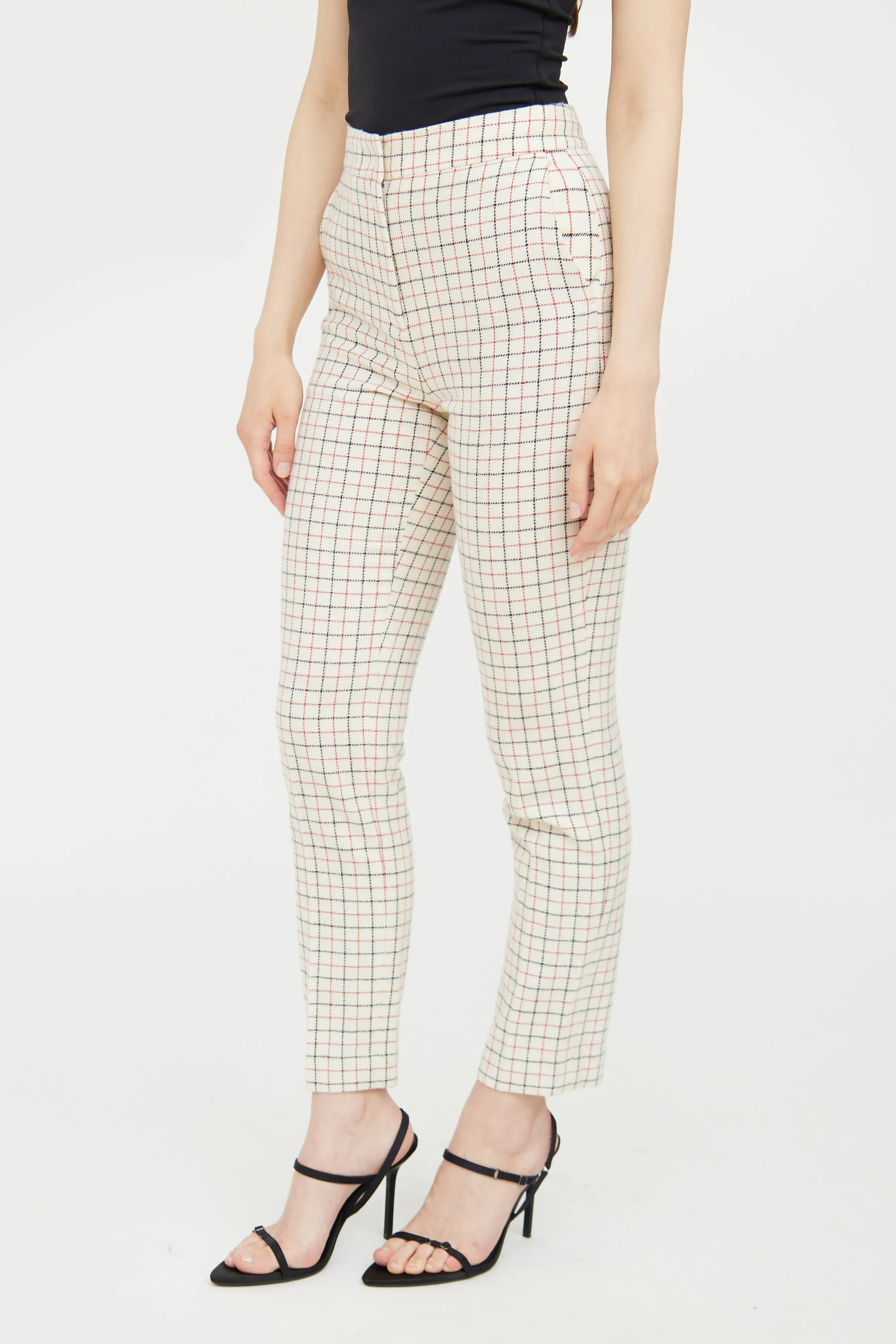 White & Multi Check Wool Blend Suit