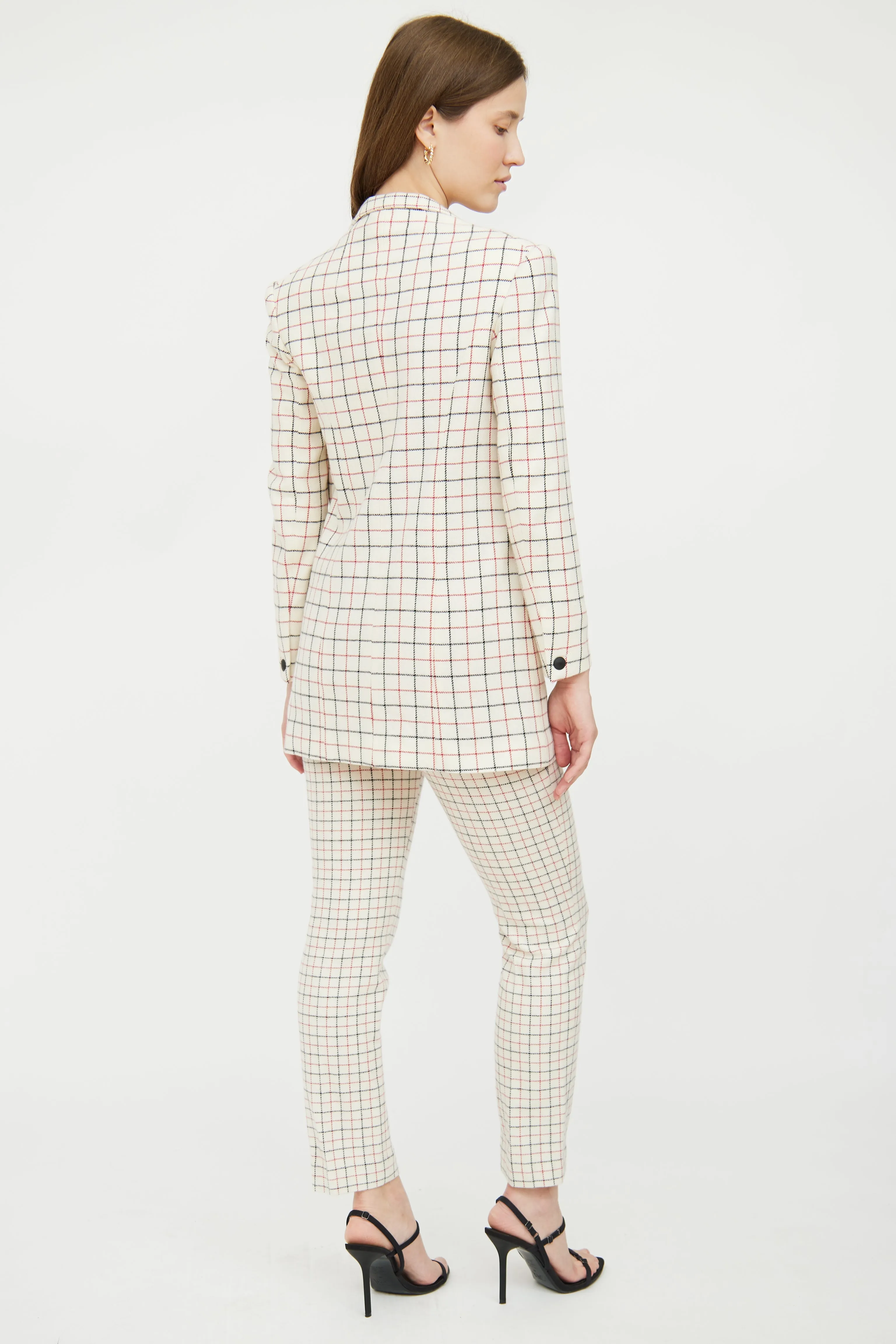 White & Multi Check Wool Blend Suit