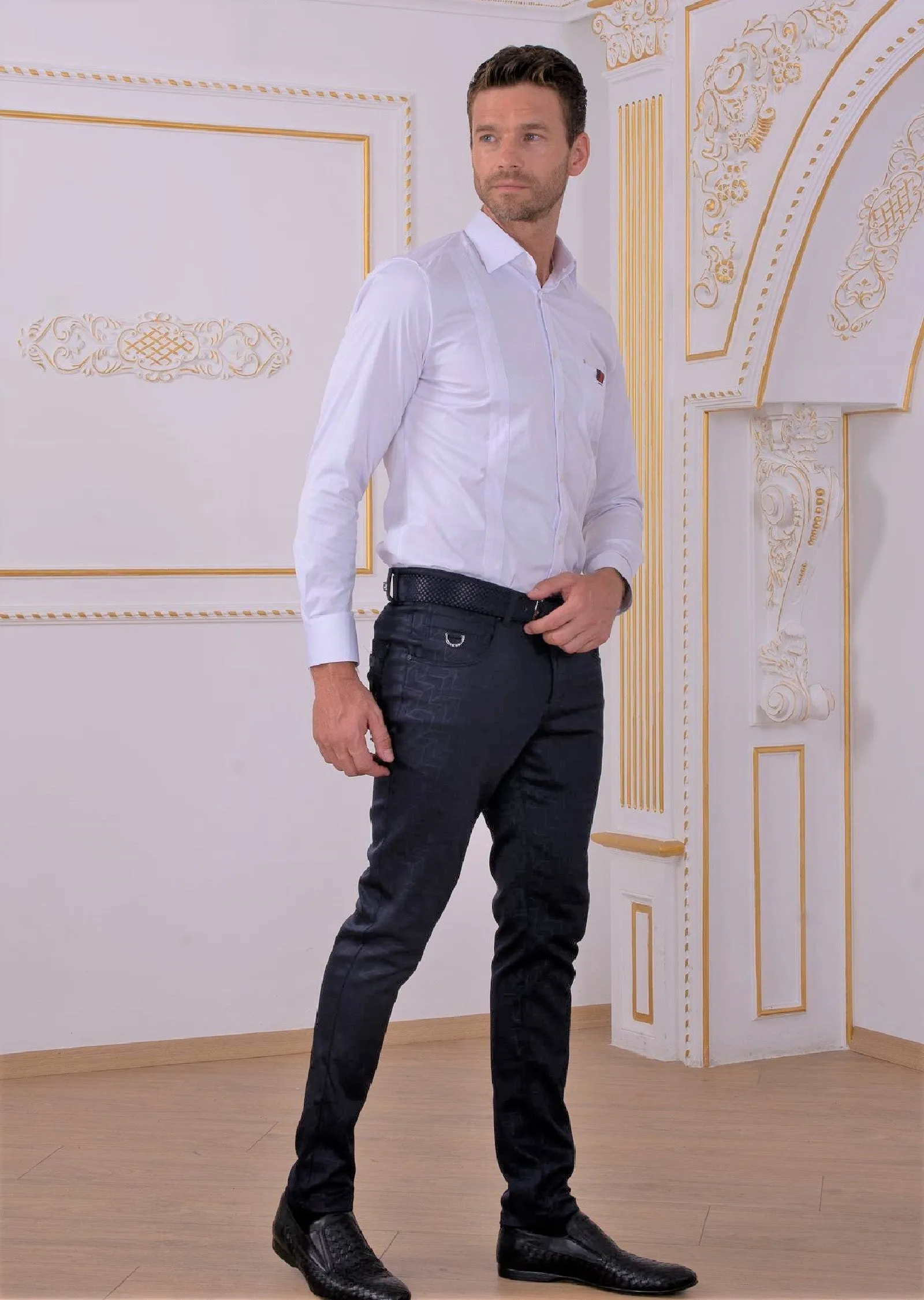 White Colorblock Ribbon Shirt