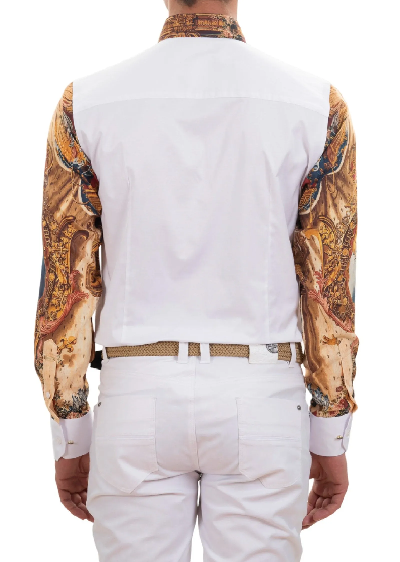 White "Fleur De Lis" Silky Shirt