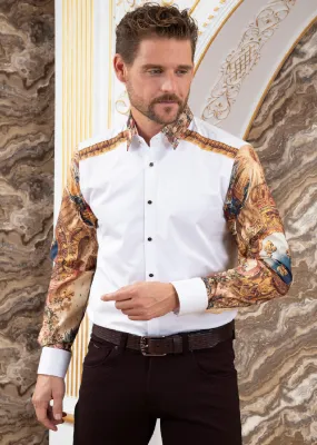 White "Fleur De Lis" Silky Shirt