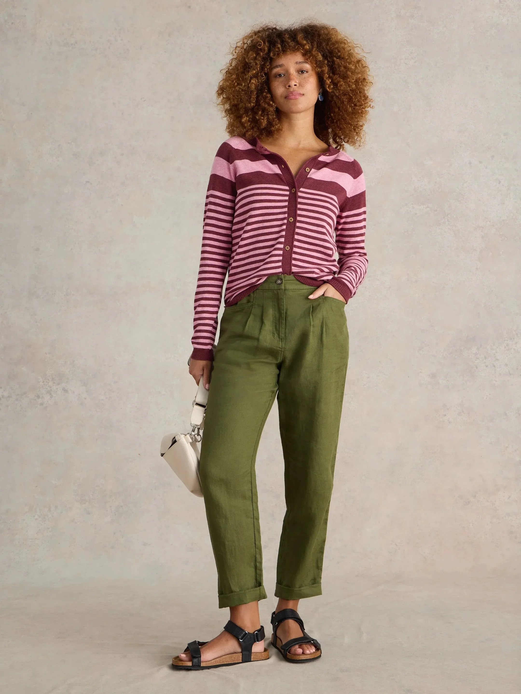 White Stuff Lulu Stripe Cardi Pink MLT
