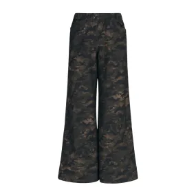 Wide Leg 2 Pocket Printed Jean Pant - Army