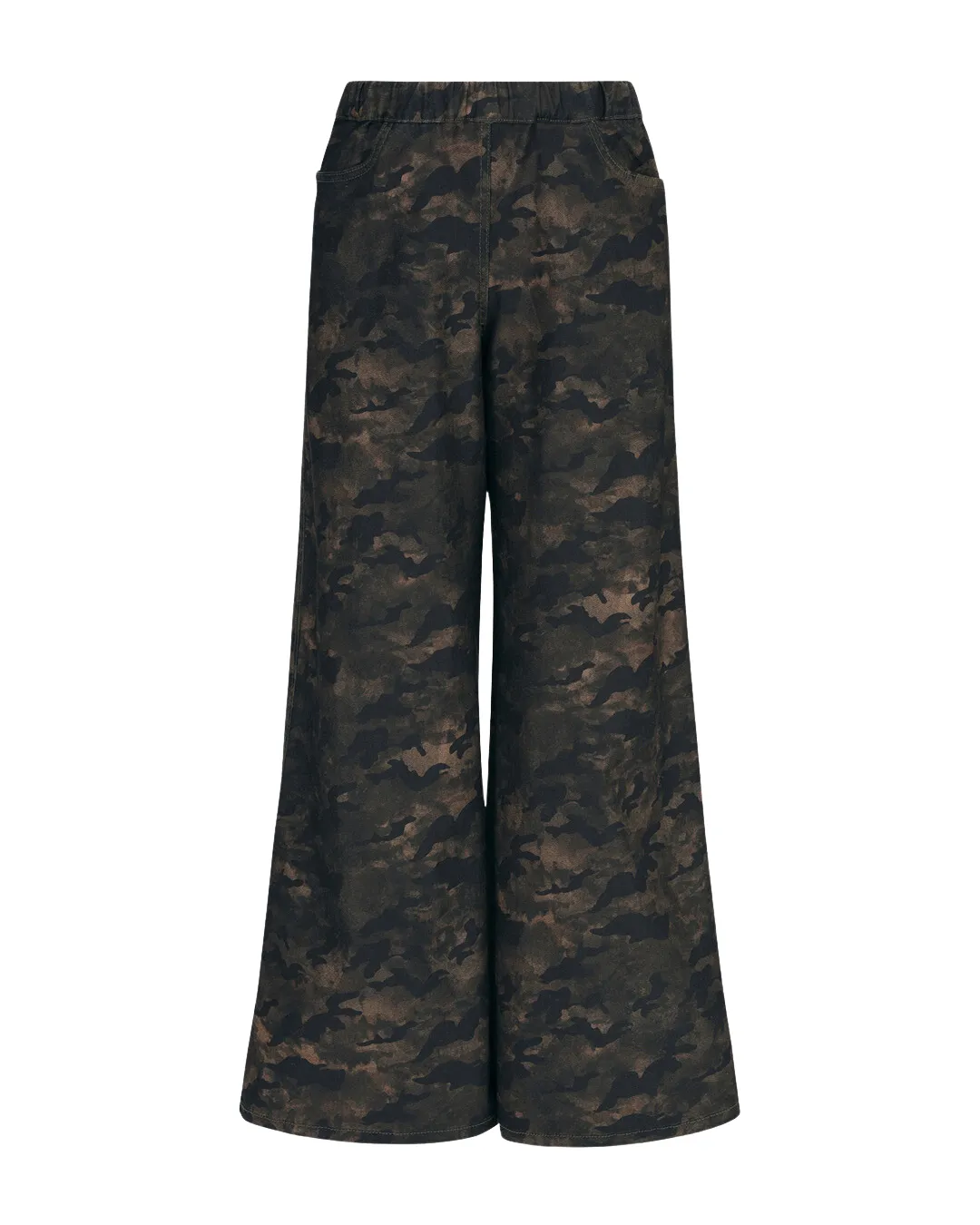 Wide Leg 2 Pocket Printed Jean Pant - Army