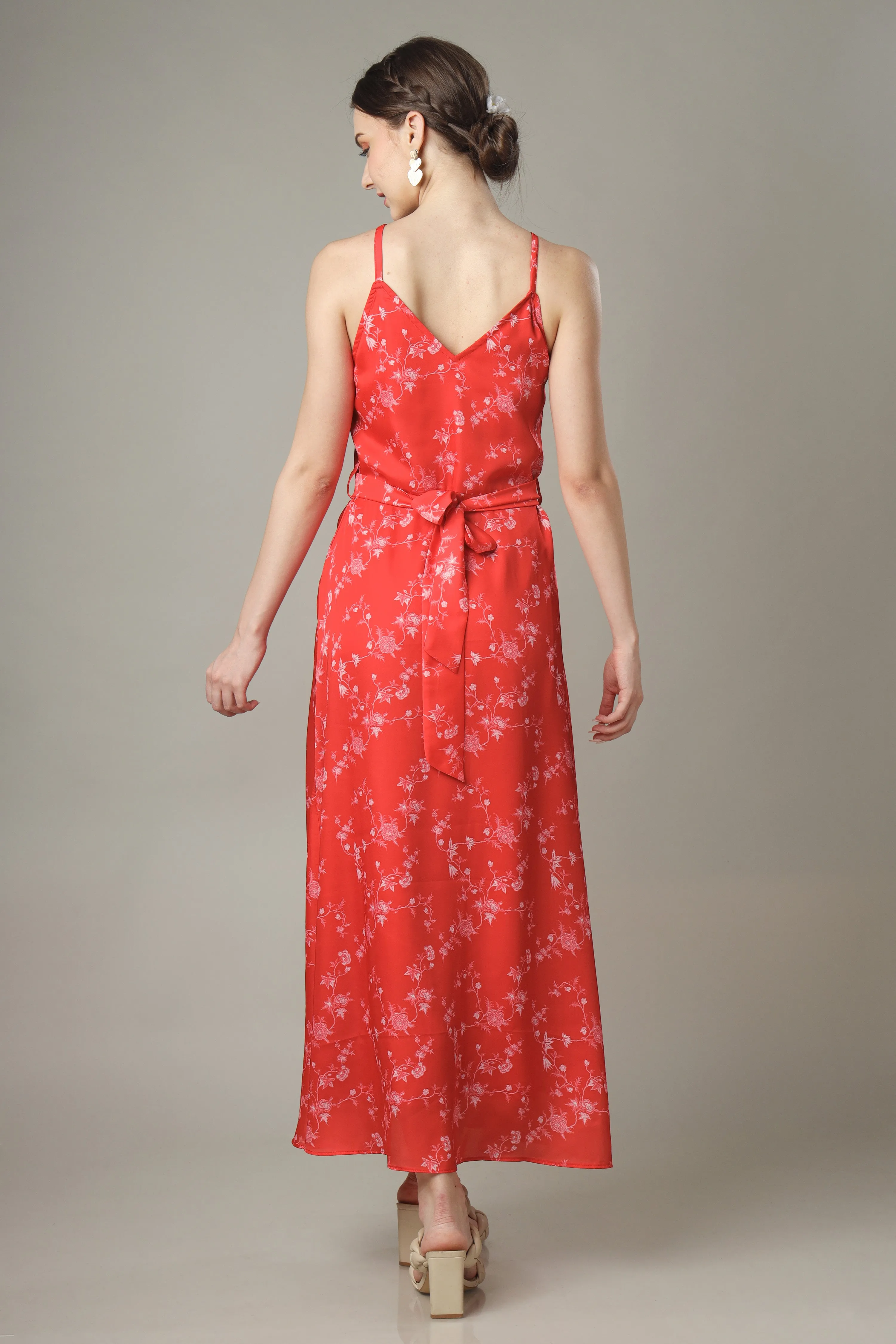 With Love Halter Neck Tie West Maxi Dress