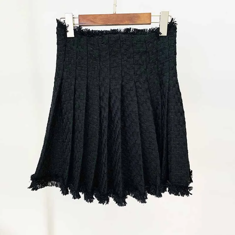 Women Black Tweed V-Neck Blazer   Mid- Waist Skirt Suit / Birthday Party Set