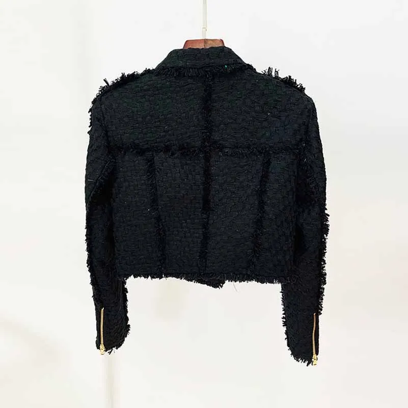 Women Black Tweed V-Neck Blazer   Mid- Waist Skirt Suit / Birthday Party Set