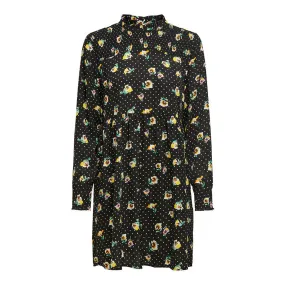 Women's Floral Long Sleeve Oversize Dress,Black