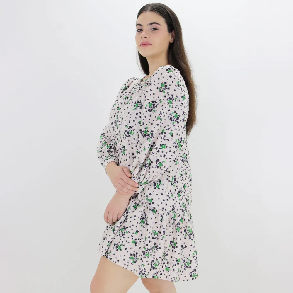 Women's  Floral Printed Flare Dress,Beige