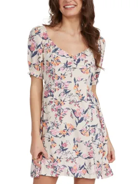 Women's Floral Printed Short Dress,Beige