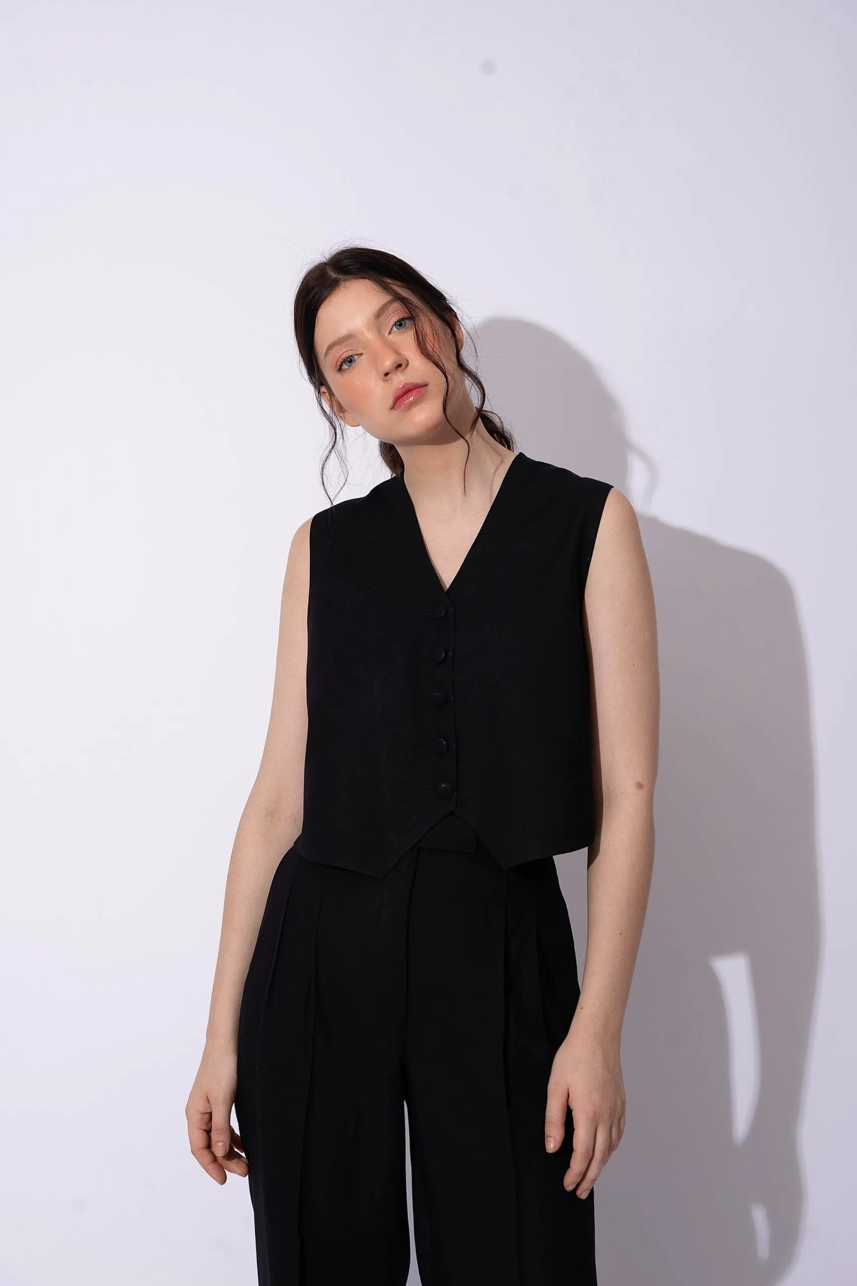 Women's Formal Linen Waistcoat with Pants