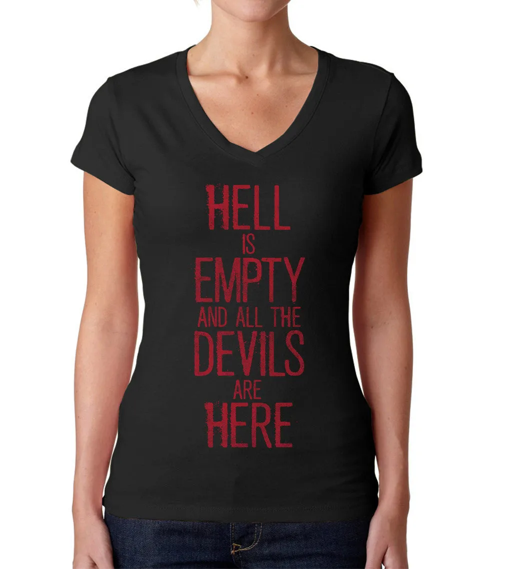 Women's Hell is Empty and All the Devils are Here Shakespeare Vneck T-Shirt