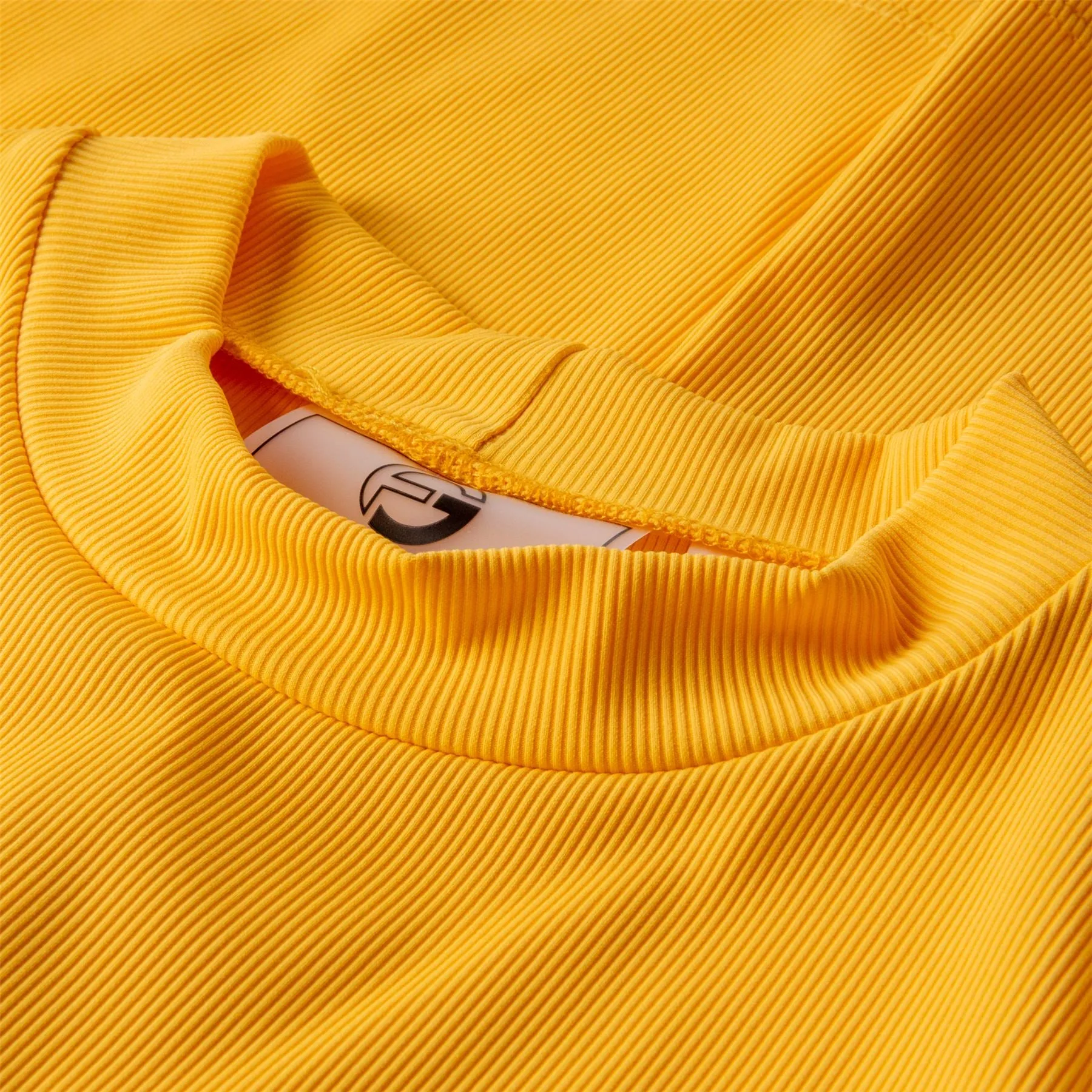 Womens Mock Neck Rib Top Amber Yellow - SS23