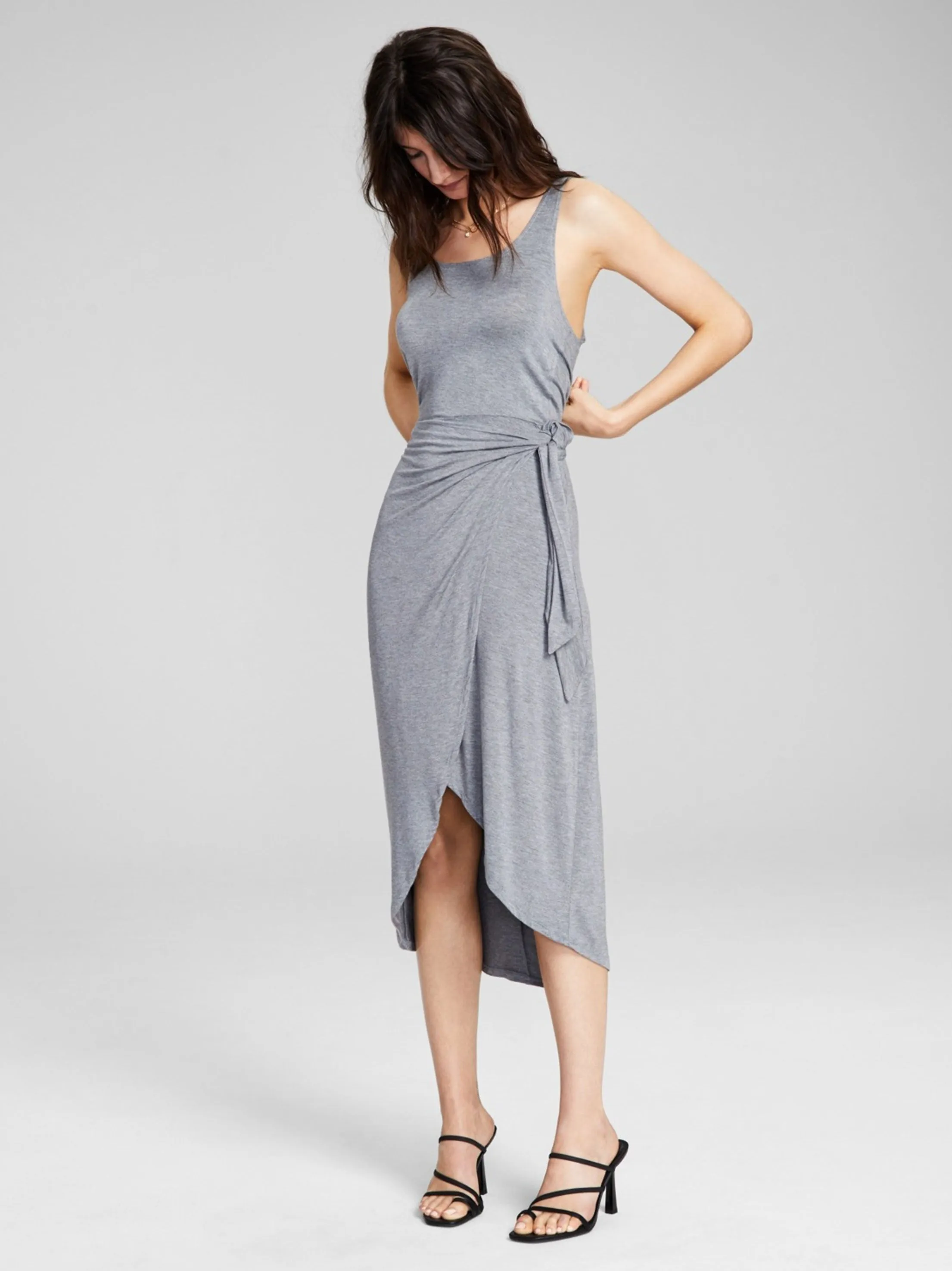 Women's Plain Solid Long Dress,Grey