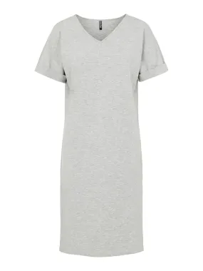 Women's V-Neck MIDI T-Shirt Dress,Grey