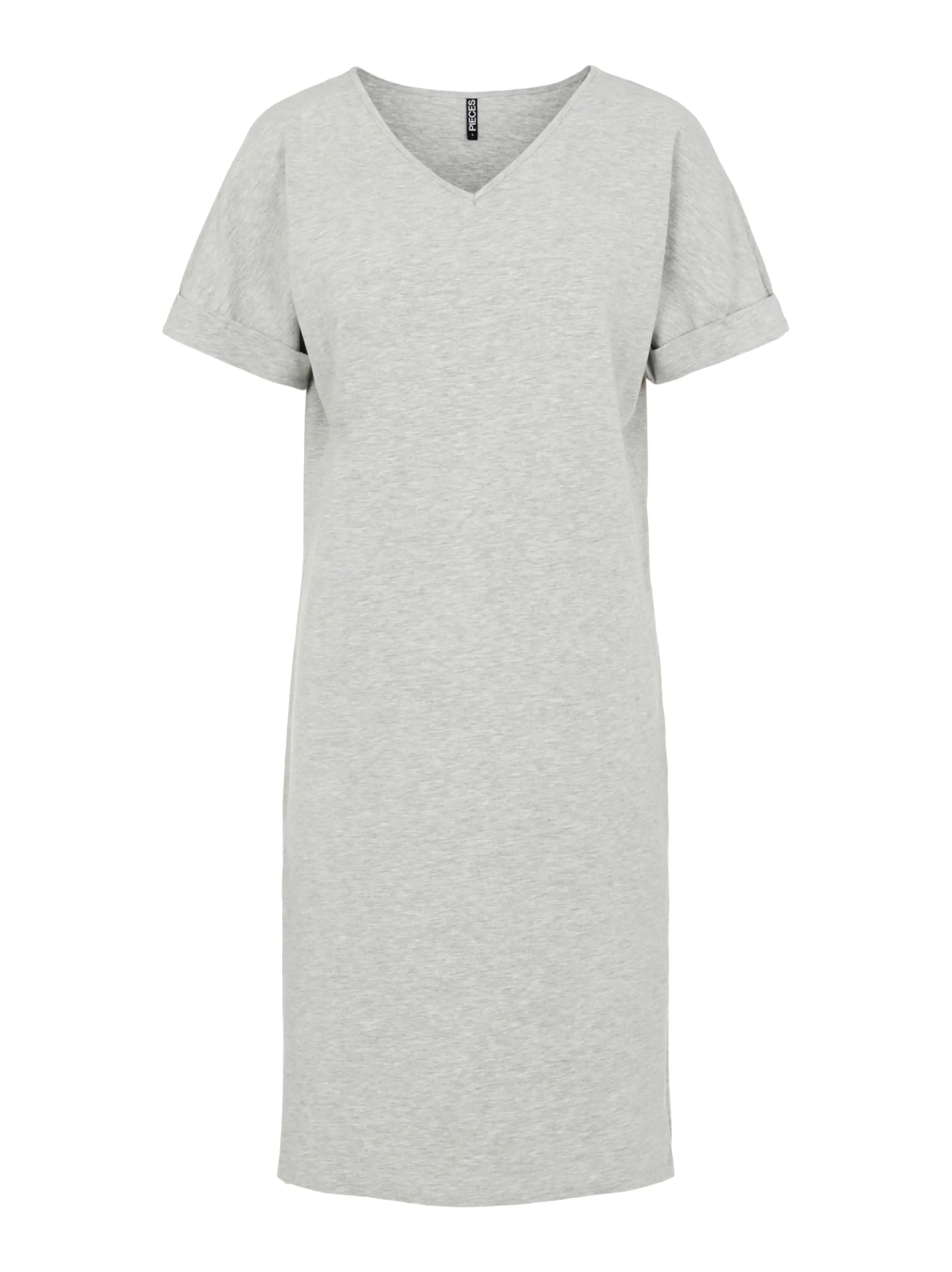 Women's V-Neck MIDI T-Shirt Dress,Grey