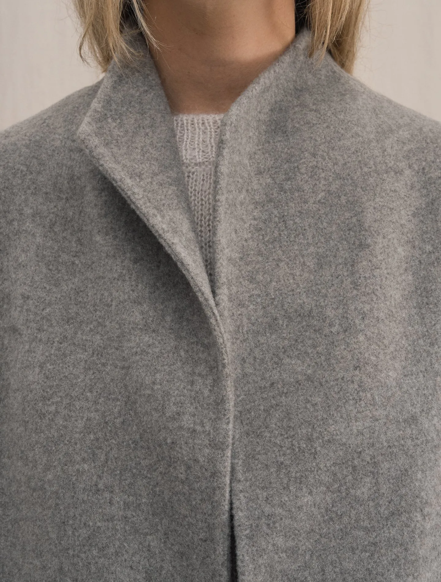 Wool Cashmere Belted Coat Light Grey