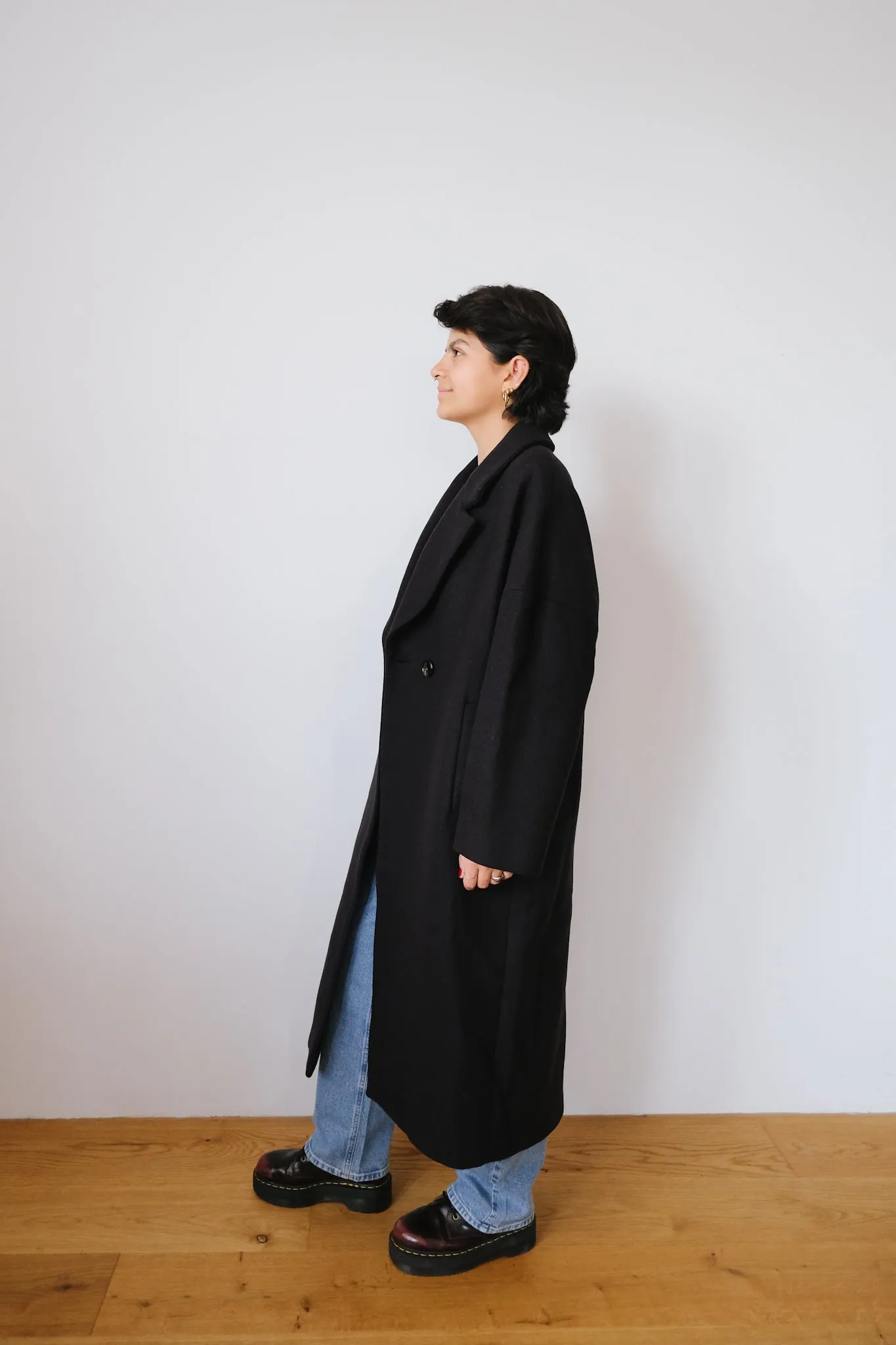 wool coat - cedar - black