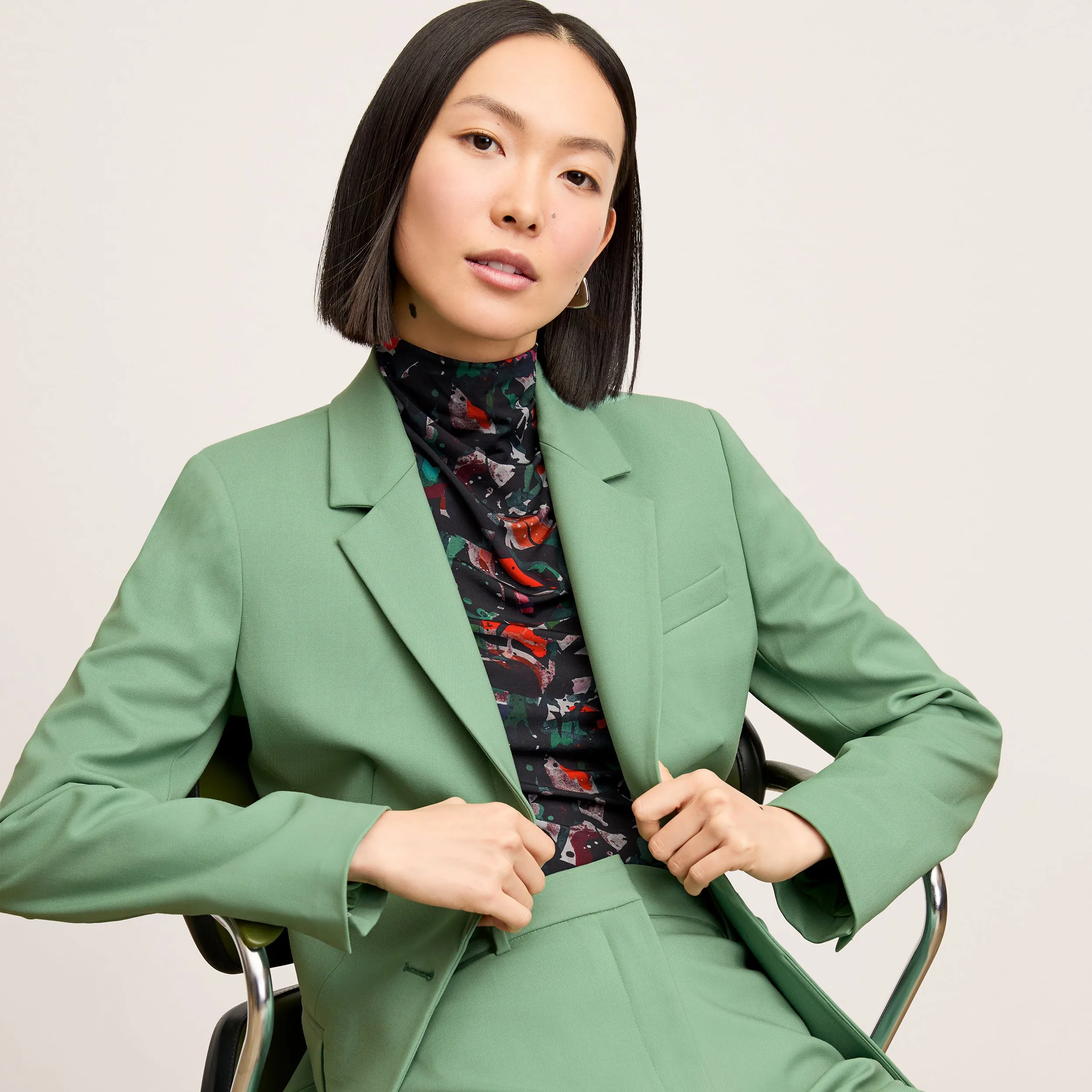 Yiyan Classic Blazer - Wool Twill :: Parisian Green
