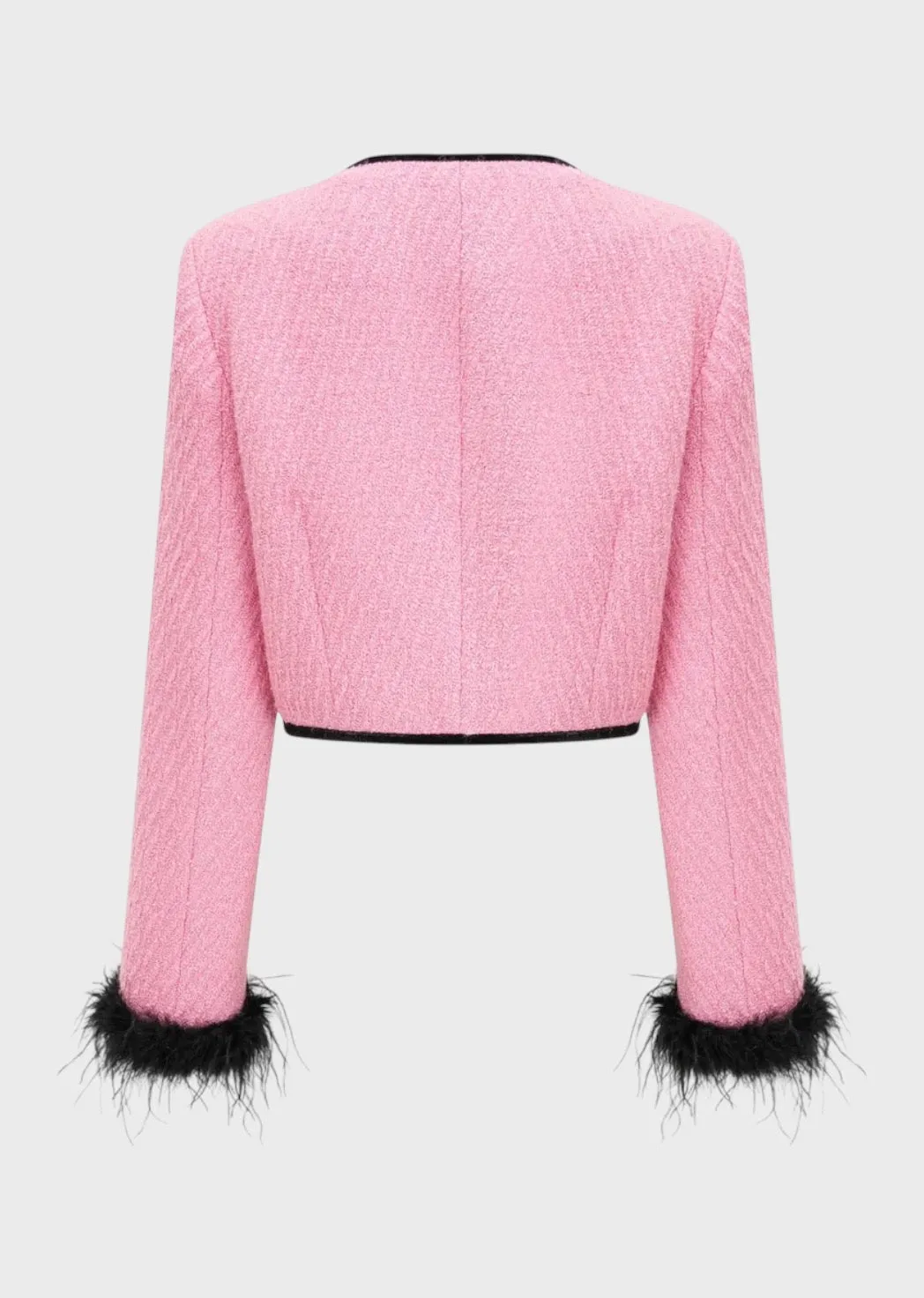 Zaini Feather Cuff Cropped Blazer